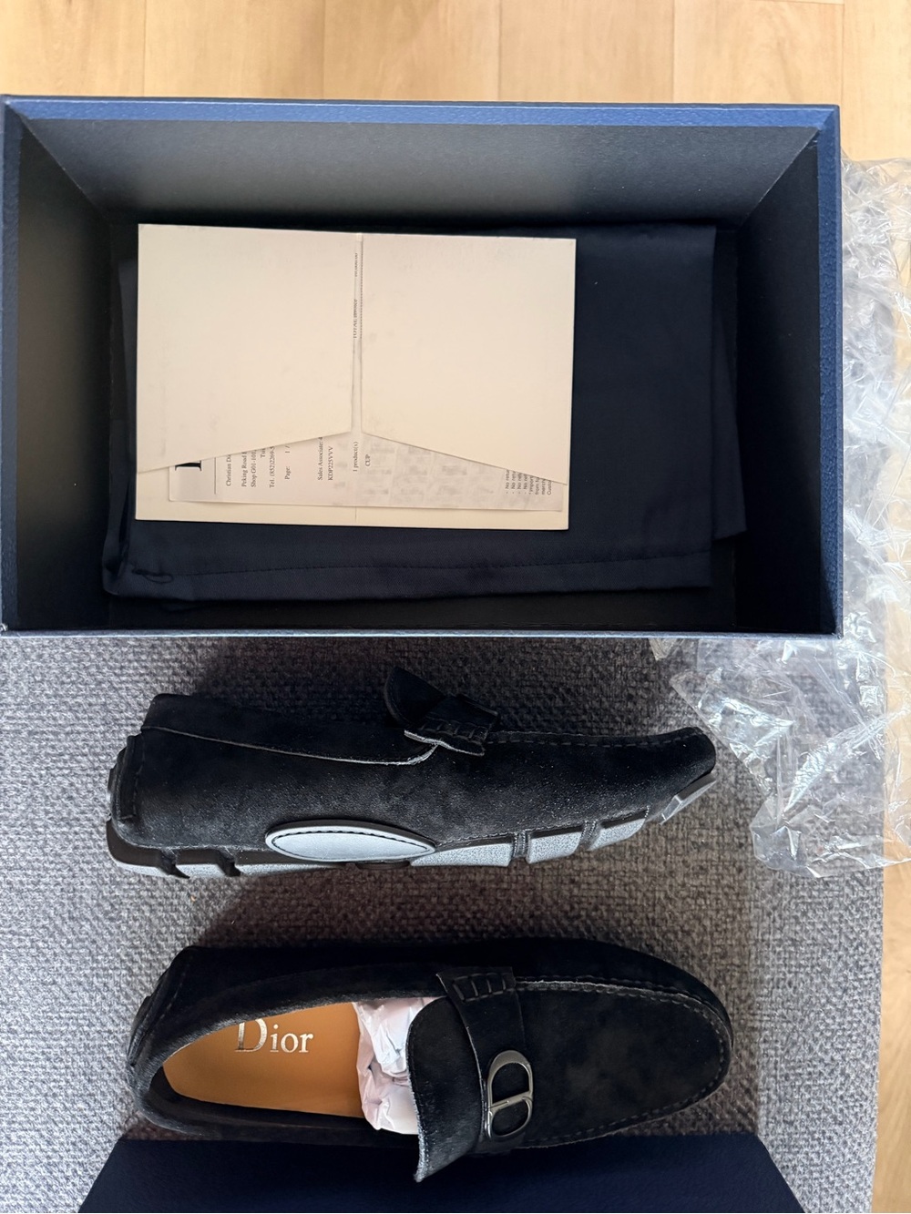 Dior Men’s Black Suede Slip-On Loafers with Signature Metal Detail